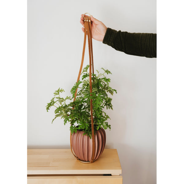 OMOM Hanging planter/plant hanger in vegetable-tanned leather
