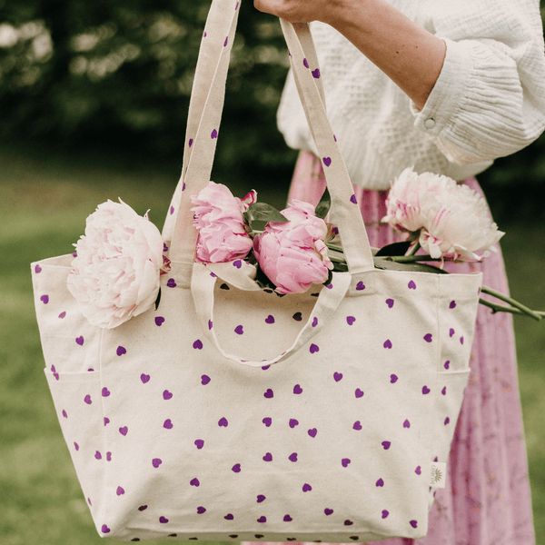 Organic tote bag low - Striped mint