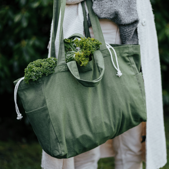 Organic tote bag low green