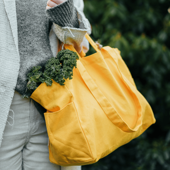 Organic fabric bag low sun yellow