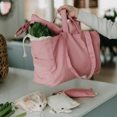 Organic tote bag low pink