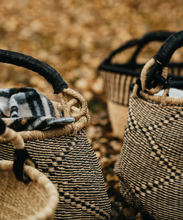 Patterned basket - Natural/black