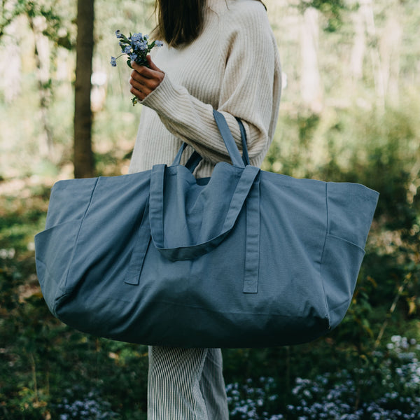 Large organic tote bag blue